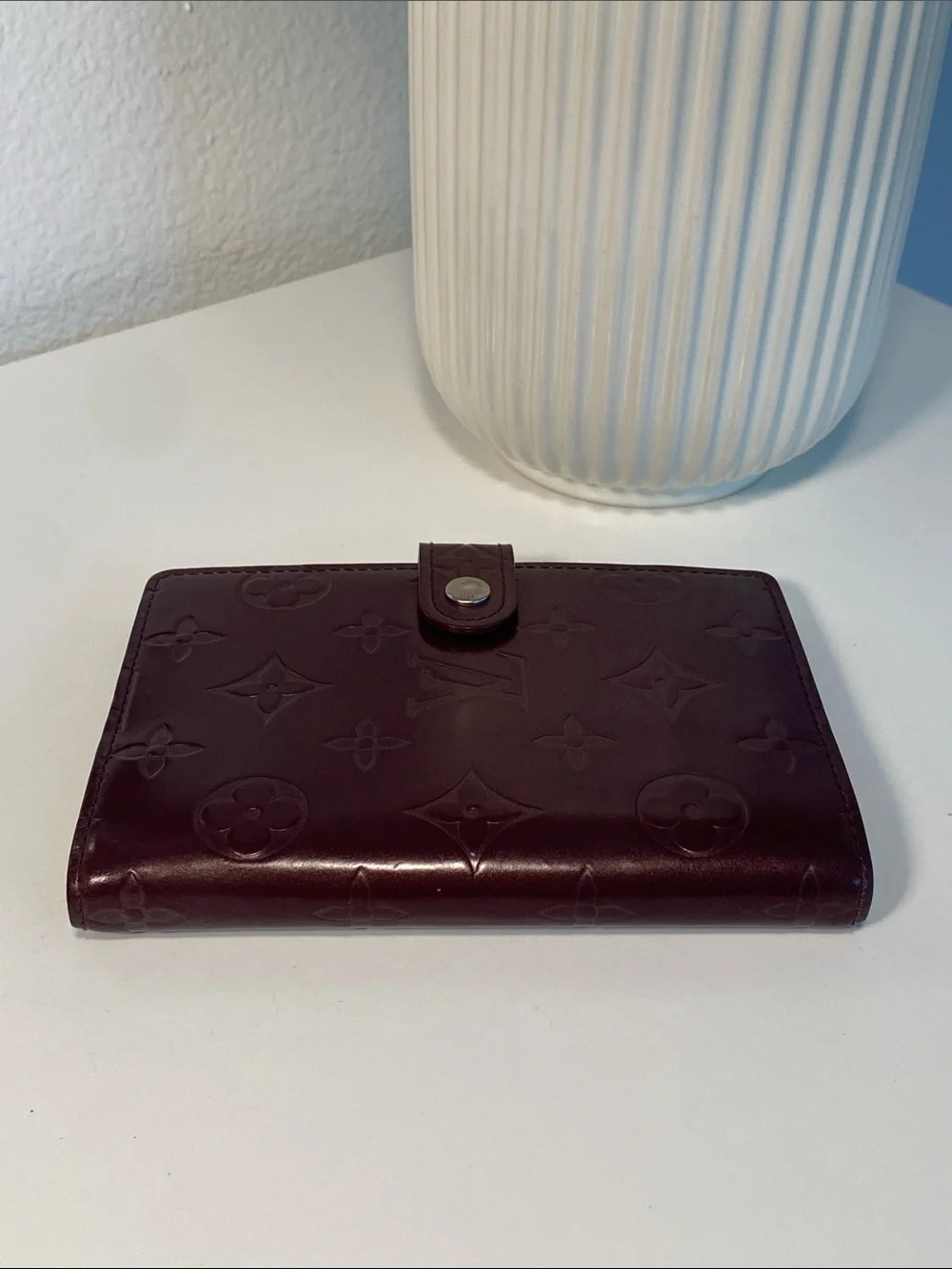Vintage Louis Vuitton Matte Vernis Agenda PM In Burgundy COA - Picture 7 of 12